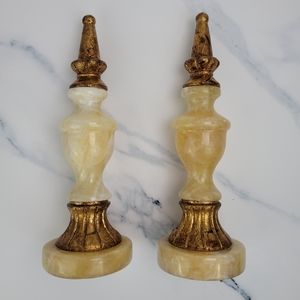 (2) Stone And Resin Bookshelf Mantel Accents